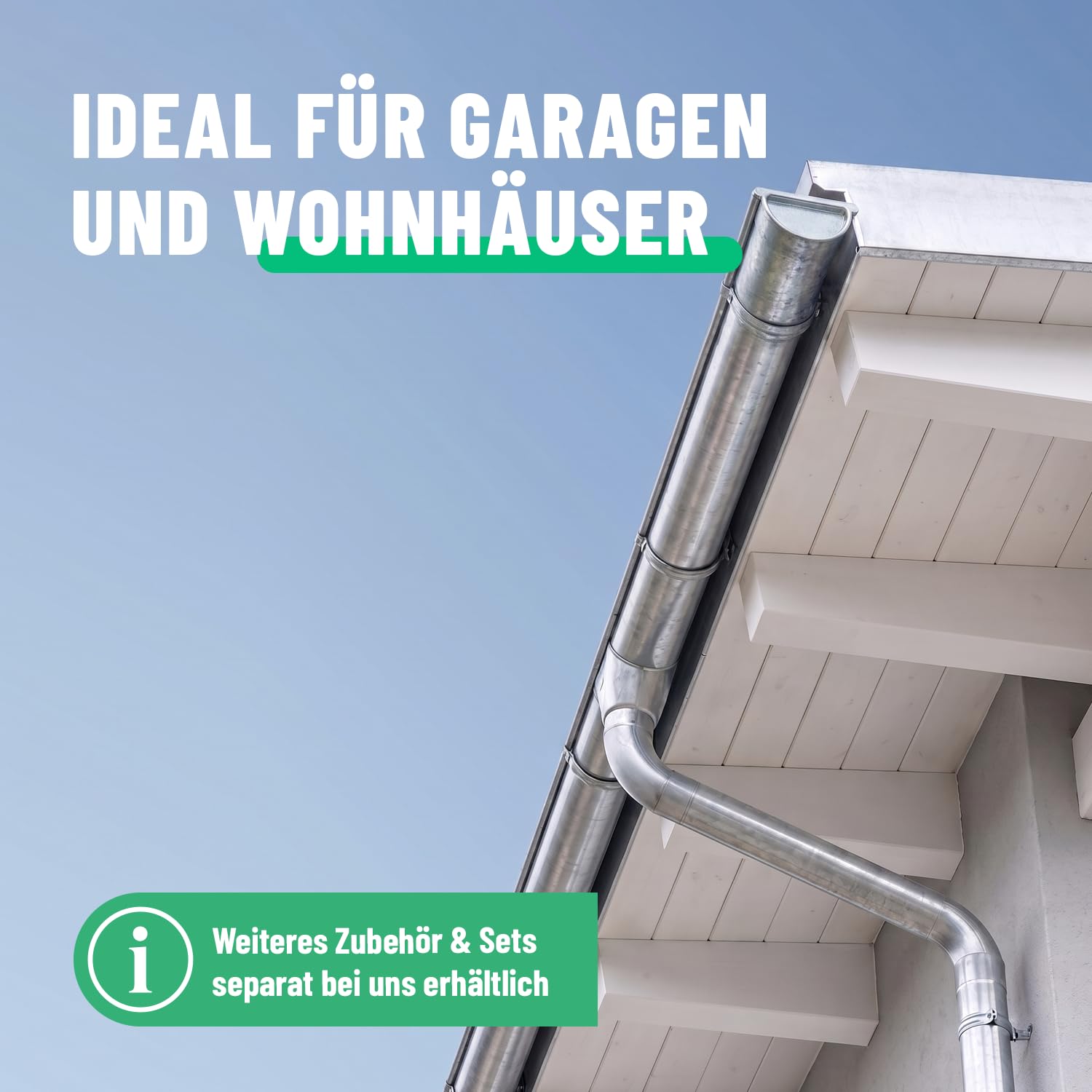 greate Tubo pluviale zincato diametro 100 mm e lunghezza 1 m | Confezione da 2 - pluviale con manicotto per facile montaggio a innesto - accessorio grondaie - scarico acqua piovana