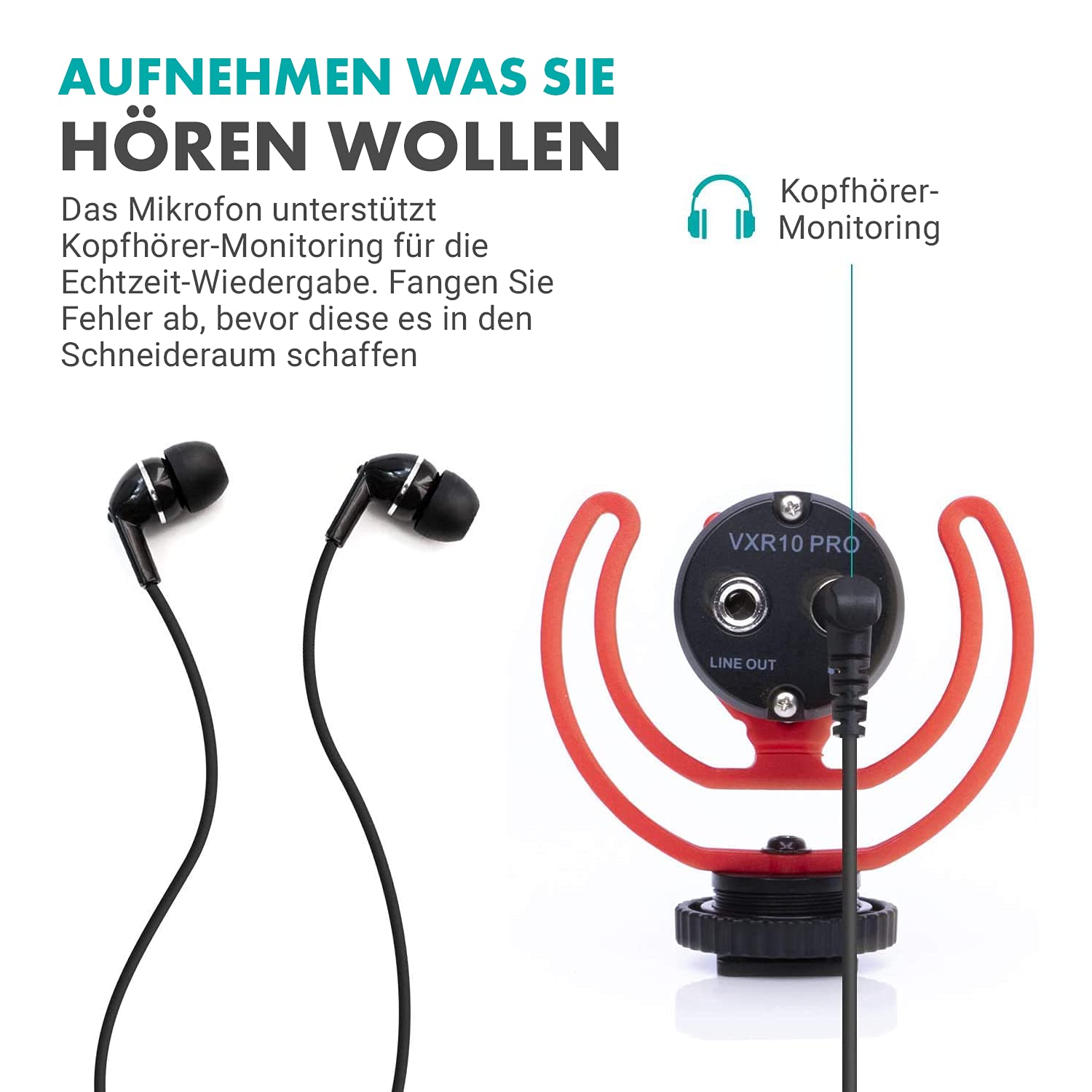 Movo VXR10-PRO Externes Videomikrofon für Kamera mit Rycote Lyre Stoßdämpfer - Kompaktes Richtrohrmikrofon und Zubehör, kompatibel mit Smartphones und DSLR-Kameras - batterieloses DSLR-Mikrofon