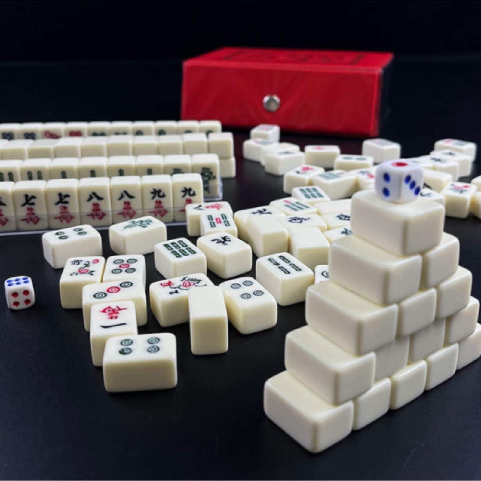 Chinesisches Mahjong Mahjong, Chinesischer Mahjong Mit 144 Gravierten Kacheln Und Box, Unterhaltung, Reisen, Haushalt, Hand-Mahjong Für Familie Reise Spiel