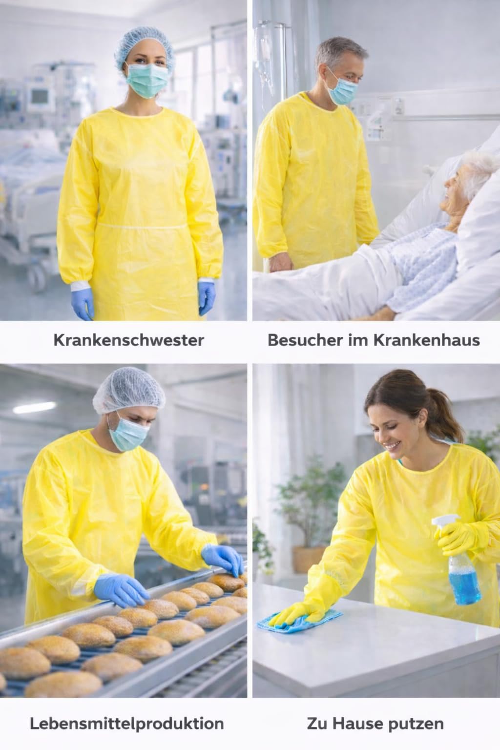 MRSA 100 sztuk żółtych fartuchów ochronnych – jednorazowe fartuchy ochronne z powłoką PE, płaszcz izolacyjny, fartuch operacyjny, fartuch dla gości, fartuch szpitalny, jednorazowy