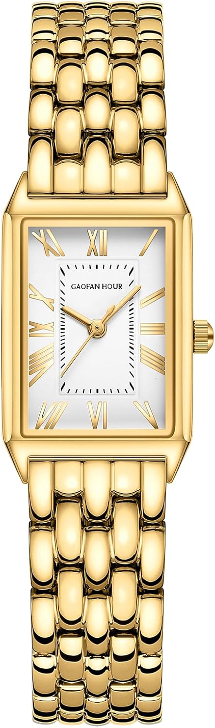 Gold Watches for Women with Vintage Rectangular Case
