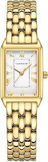 GAOFANHOUR Gold Vintage Rectangular Watch for Women - White Roman Dial, Adjustable Stainless Steel Band, 30M Water Resistant