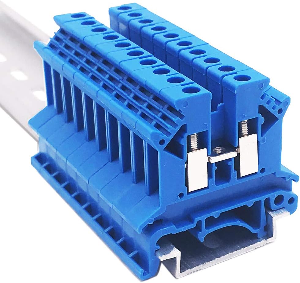 Erayco UK2.5N-GR DIN Rail Terminal Block, Screw Clamp, 600V 20A 24-12AWG, Pack of 100