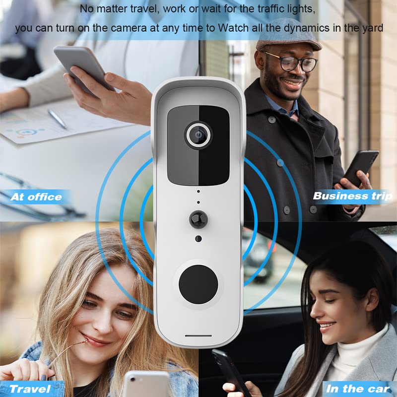Bezprzewodowa kamera dzwonkowa TuyaSmart bezprzewodowy dzwonek wideo wodoodporny Night Vision bezpieczeństwo w domu kamera 1080P FHD cyfrowy wizualny domofon WIFI dzwonek do drzwi dla domów, mieszkań,