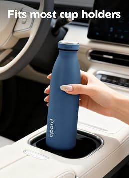 Opard Grip Insulated Water Bottle Stainless Steel, 36h Cold & 12hr Hot Metal Water Bottle 500ml, Leakproof Drink Bottle, No Sweat Thermal Flask for Adults Kids Blue