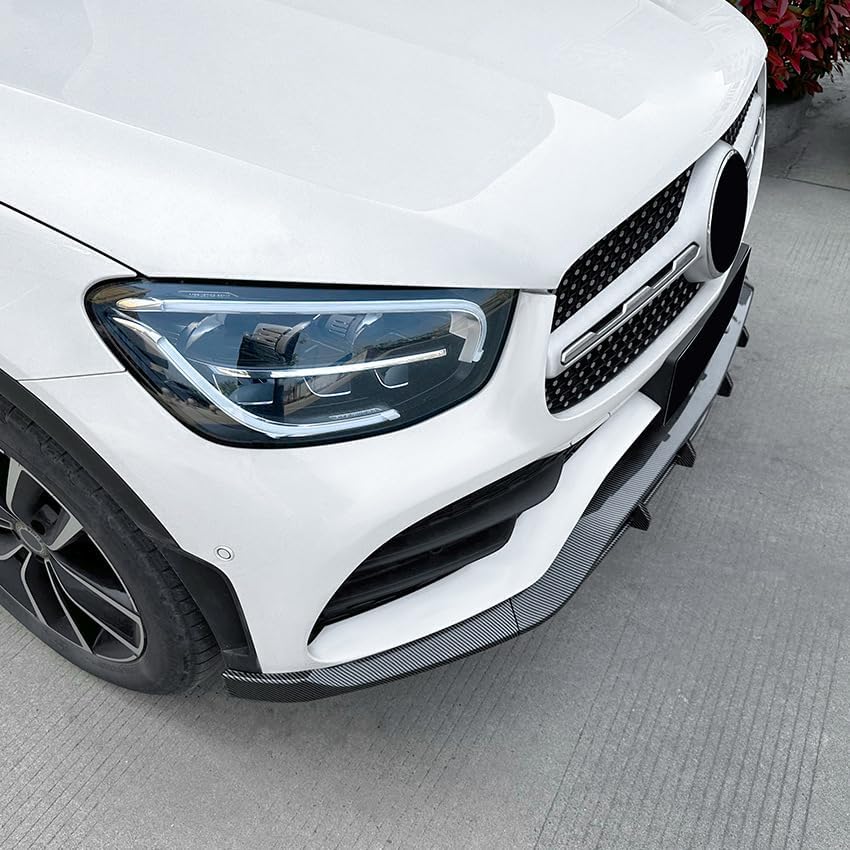 Front Bumper Lip Compatible with 2020-2022 Mercedes-Benz GLC-Class X253 GLC200 GLC260 GLC300 AMG，Glossy Black Chin Spoiler Air Dam Splitter 2021 (Carbon Look)