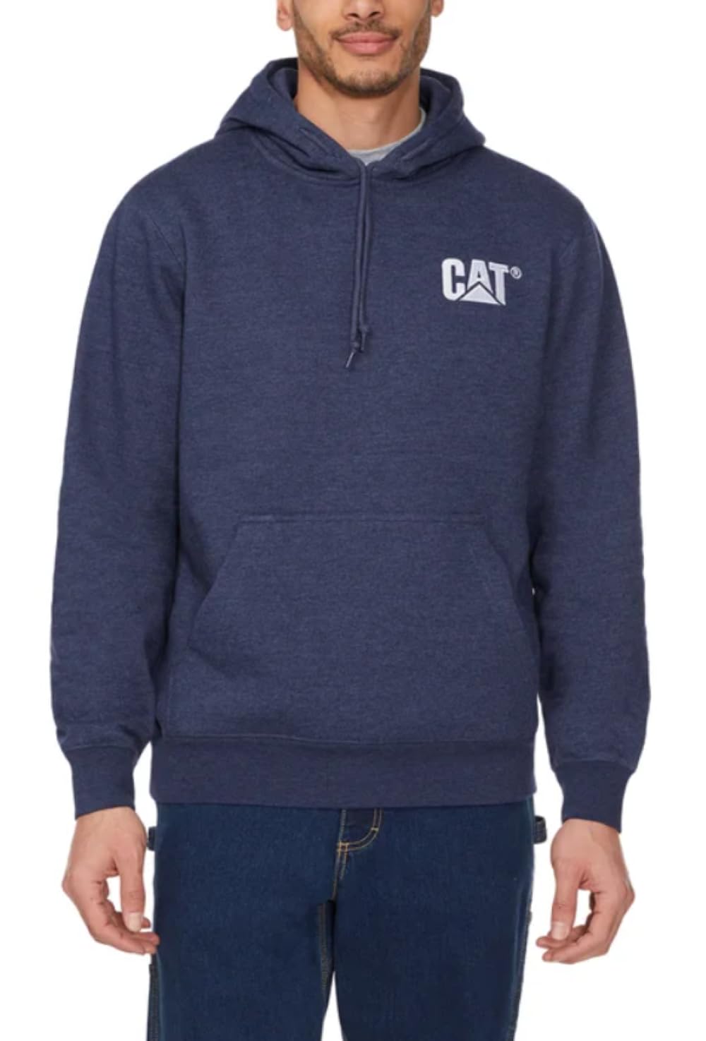 Cat Men's Blue Caterpillar Trademark Hoodies With Embroidered Front Logo, S