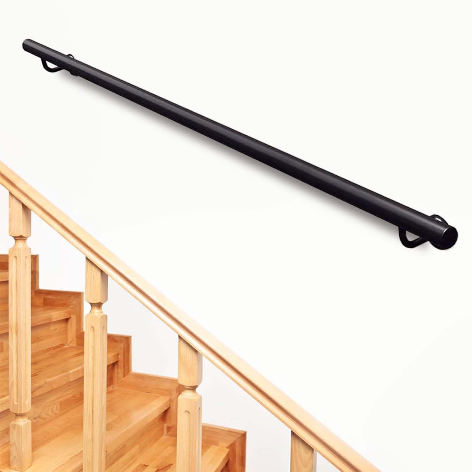 FKXSXAZ Black Metal Staircase Handrail for Indoor Stairs, Non-Slip Hand Railings Grab Bar Kit with Finished, Wall Mounted Decking Interior Corridor Villa Loft Step Baluster(14ft/420cm)