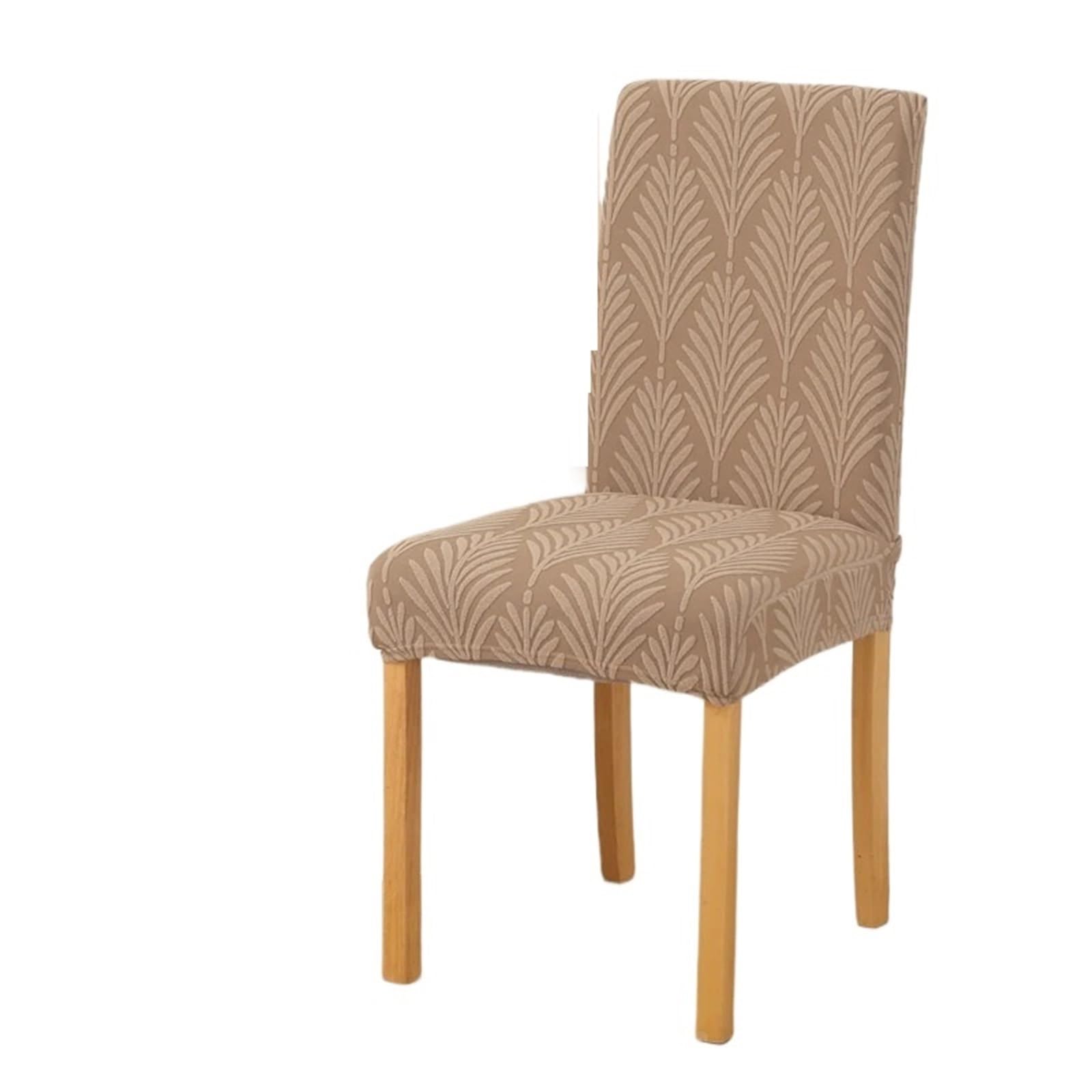 ITRHJTGP Chair Covers Jacquard Dining Chair Covers Spandex Dustproof Furniture Protectors Stretch Hotel Home Decoration(Khaki,6pcs chair cover)