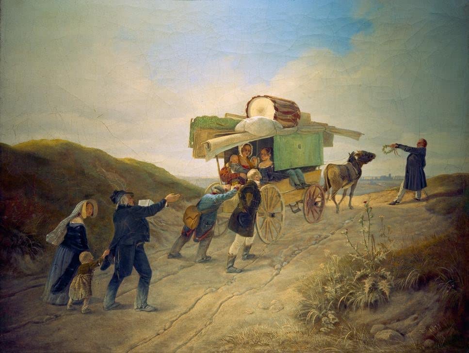 Comédiens itinérants par Carl Spitzweg poster SERENDIPITP habillage mur vide