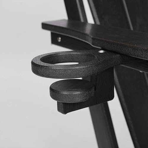 Miniatura 6 de Silla Adirondack plegable con soporte para tazas, silla de exterior de HDPE resistente a la intemperie, silla de césped de grano de madera para