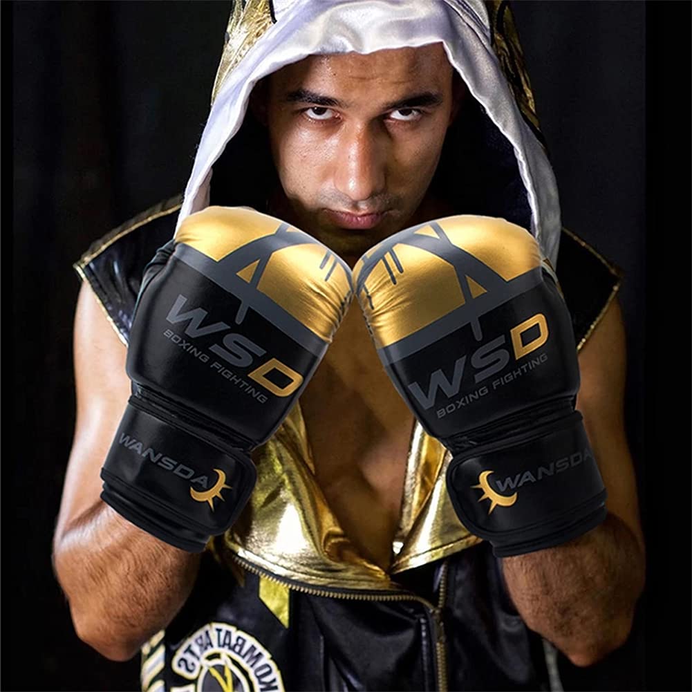 Combattimento di guanti da boxe, guanti da allenamento professionisti, per boxe, formazione, borse per punzoni, combattimenti gratuiti, grappling, per uomo e donne, qualità professionale,Bianca,6OZ
