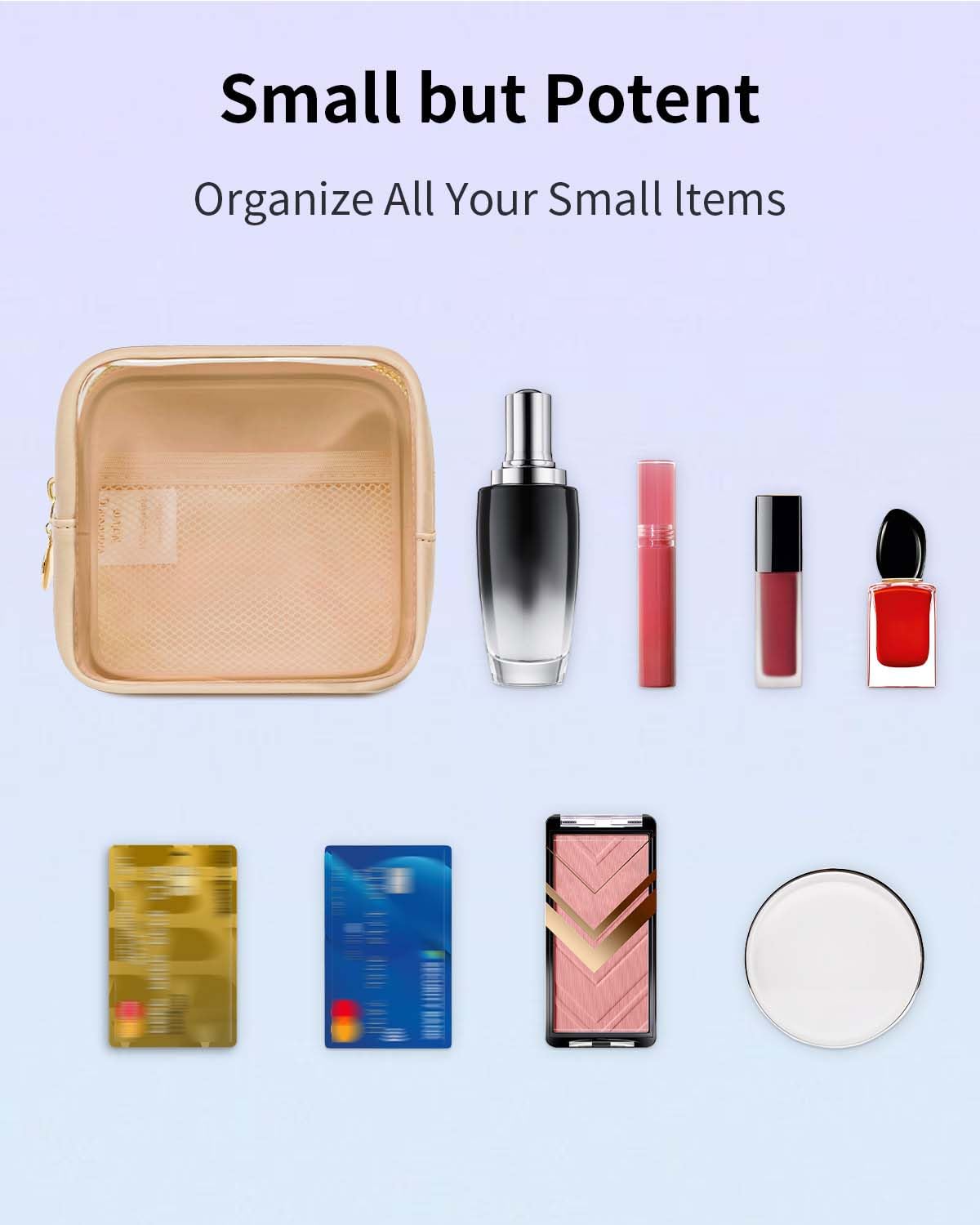 Clear Makeup Bag for Handbag Mini Make Up Bag for Purse Small Makeup Pouch for Women Small Cosmetic Bag with Slip-in Pockets Vegan Leather - Image 4