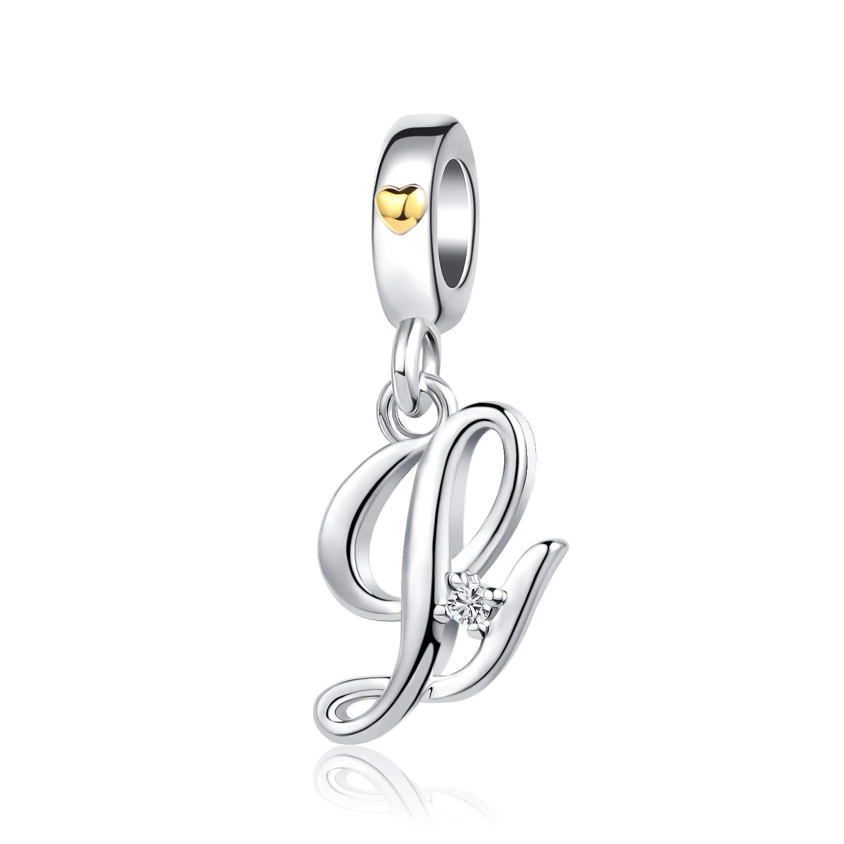 Silver Initial A-Z Letter Charm Compatible Pandora Charm Bracelets for Women Jewelry