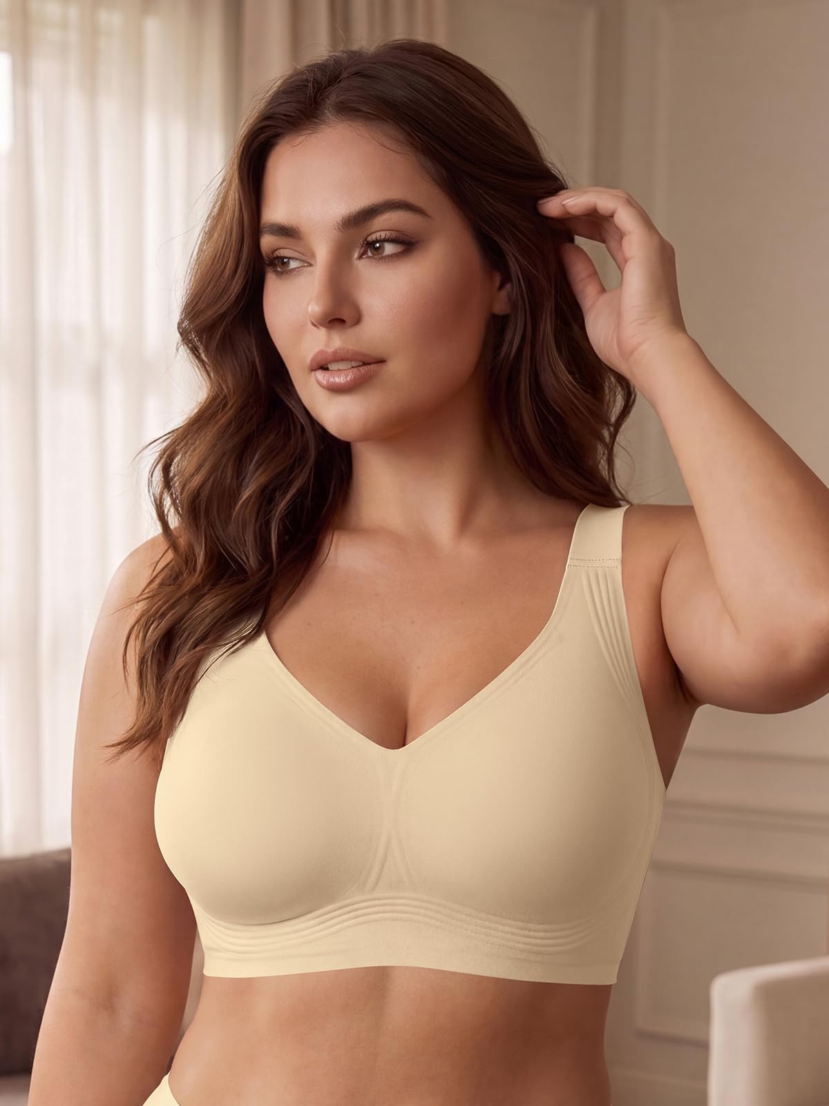 SHEKINI Plus Size Jelly Bra Plunge non cablato