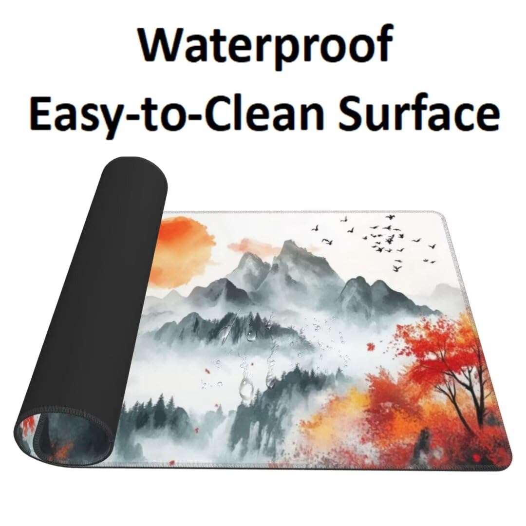 Japanisch Wind Mauspad 1600 x 800mm, Mousepad XXL Schreibtischunterlage Landschaft Mouse Pad, Gaming Mauspad Verbessert Präzision und Geschwindigkeit, Gaming-Mauspads für Pc und Gaming Zubehör qw105