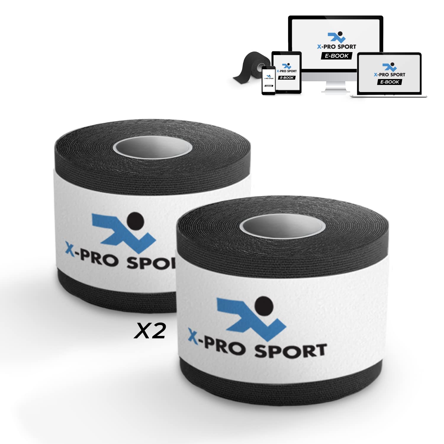 Kinesiological Tape 5m x 5cm, X-PRO SPORT Kinesio Tape with e-book with application examples, Muscle Patch