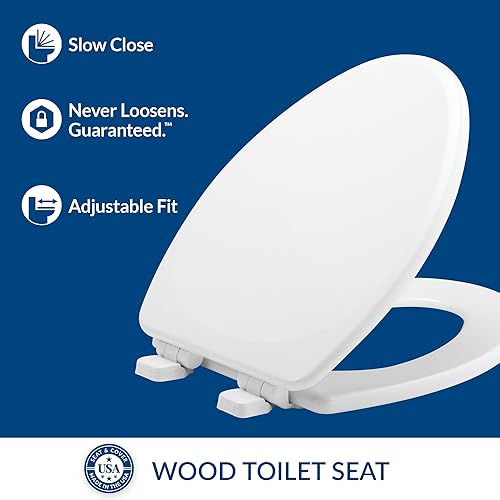 Miniatura 10 de MAYFAIR 843SLOW 000 Lannon - Asiento de inodoro que se cierra lentamente y nunca se afloja, redondo, madera esmaltada duradera, color blanco