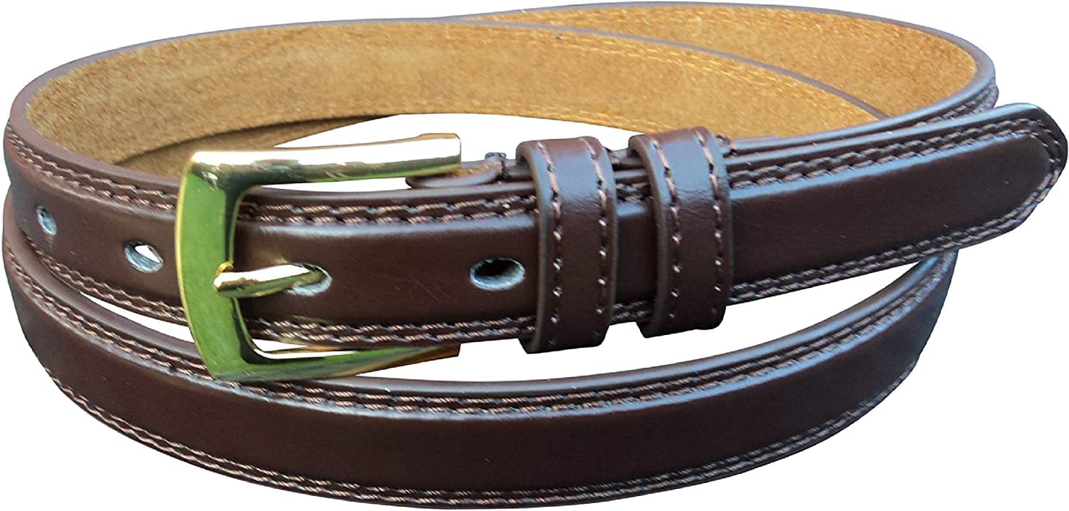 Men's Leather Lined Belt, Belts for Men, 1" Wide, Stylish Belt for Special Occasions or Work (BROWN, L)