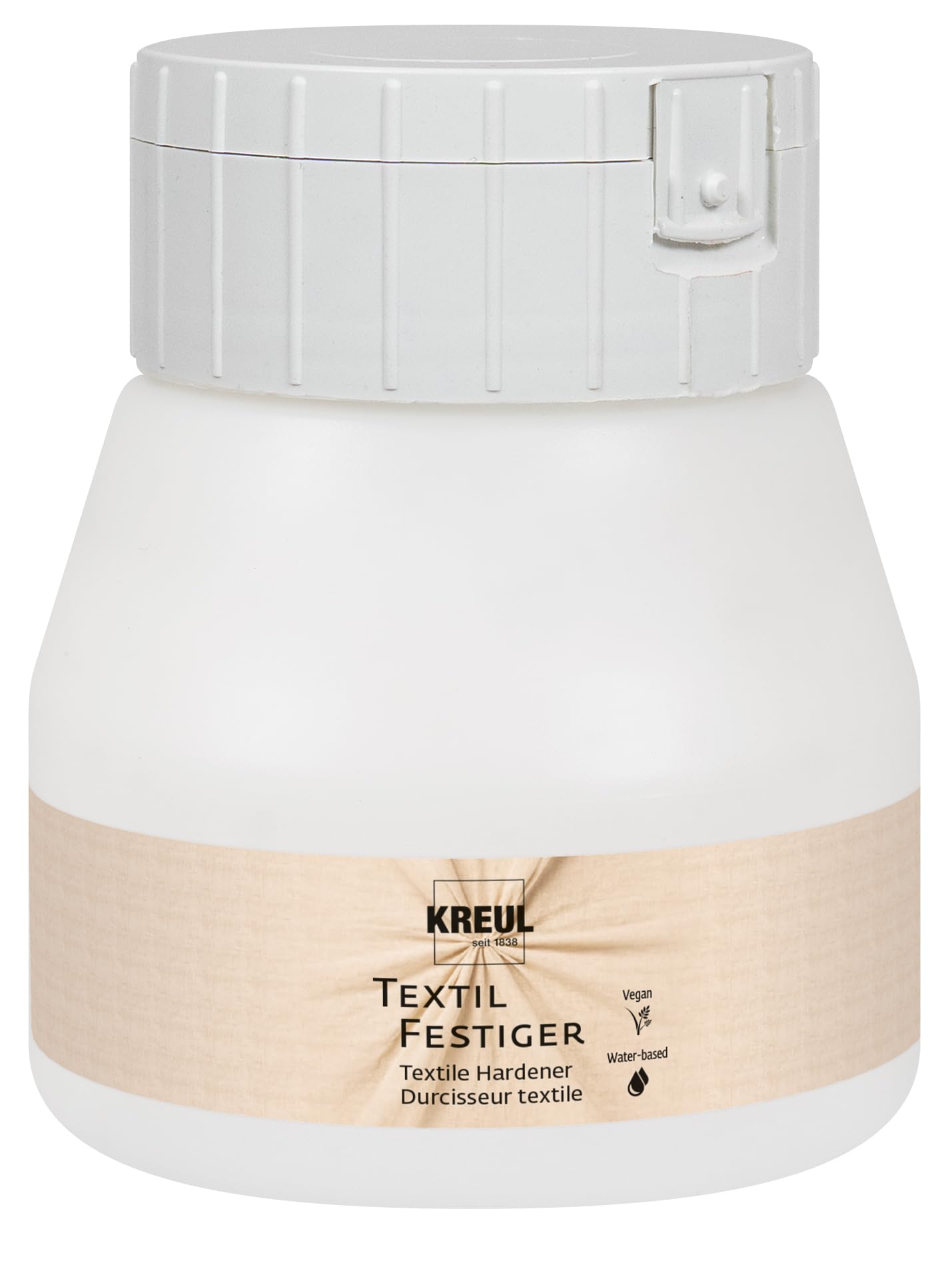 KREUL 70152 – utrwalacz do tkanin, 250 ml Utrwalacz do tkanin, nadający kształt, schnący na powietrzu, na bazie wody, do utwardzania tkanin