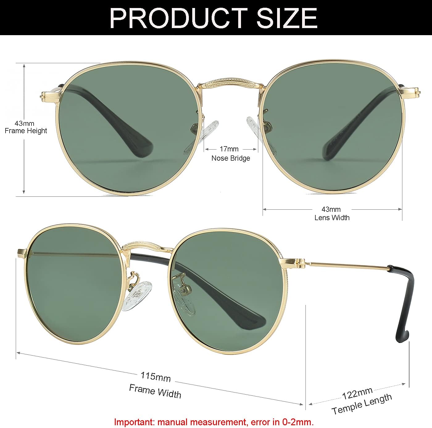 NIDOVIX Kids Polarized Sunglasses Classic Metal Frame for Baby Boys Girls Age 0-18, Three Sizes, 100% UV Protection - Image 3