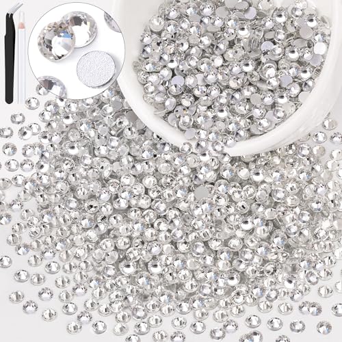 Image of 3000PCS SS16 /4mm Crystal Glass Rhinestones for Bedazzling (Clear) | Flatback Rhinestones for Crafting DIY Nail Art Makeup Decoration, Gems Diomand Charms for Tumbler Shoes Clothing Mug