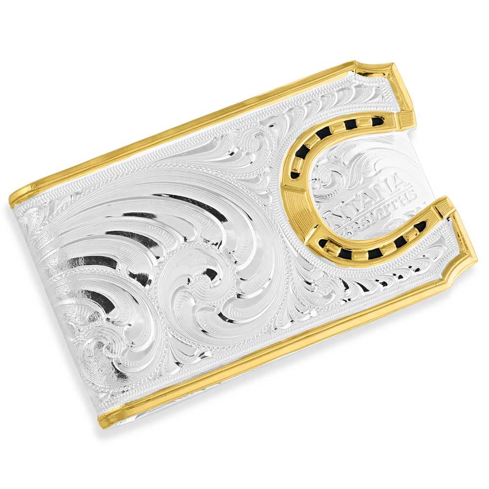 Montana Silversmiths Made in the USA Western Lifestyle Money Clip (Two-Tone Carved Horseshoe)