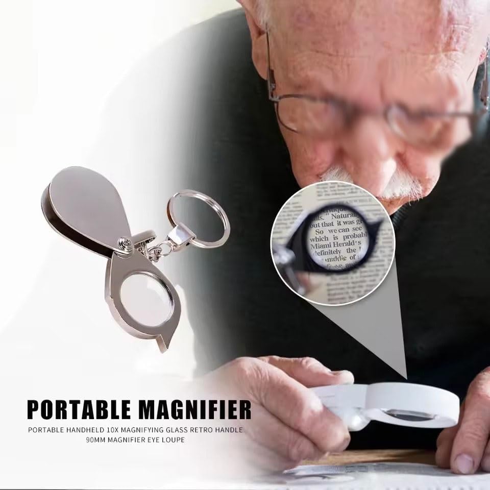 Portable 15X Magnifier Folding Key Mini Magnifying Glass Loupe Tool