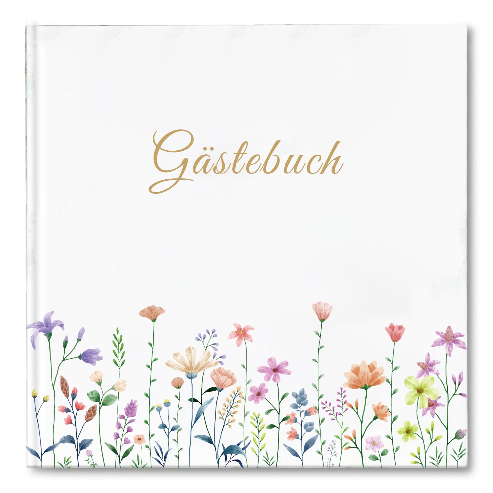 Gästebuch Blanko mit 40 Schöne Aufkleber und 44 Doppelseiten Premium Dickem Papier, Größe 21x21cm Guest Book, Hardcover Hochzeitsgästebuch für Hochzeiten Geburtstage Polterabend Taufe Ferienwohnung