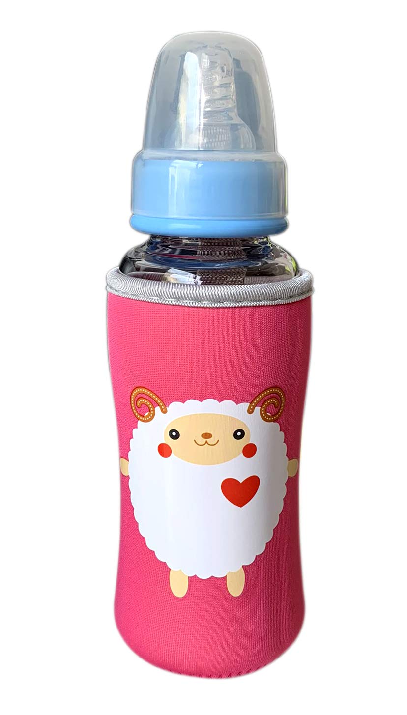 THE LITTLE LOOKERS? Cute Animated Patterned Soft Stretchable Baby Feeding Bottle Cover with Easy to Hold Strap for 120ml, 150ml, 240ml (Sheep & Elephant, Pack of 2) - Image 9 thumbnail