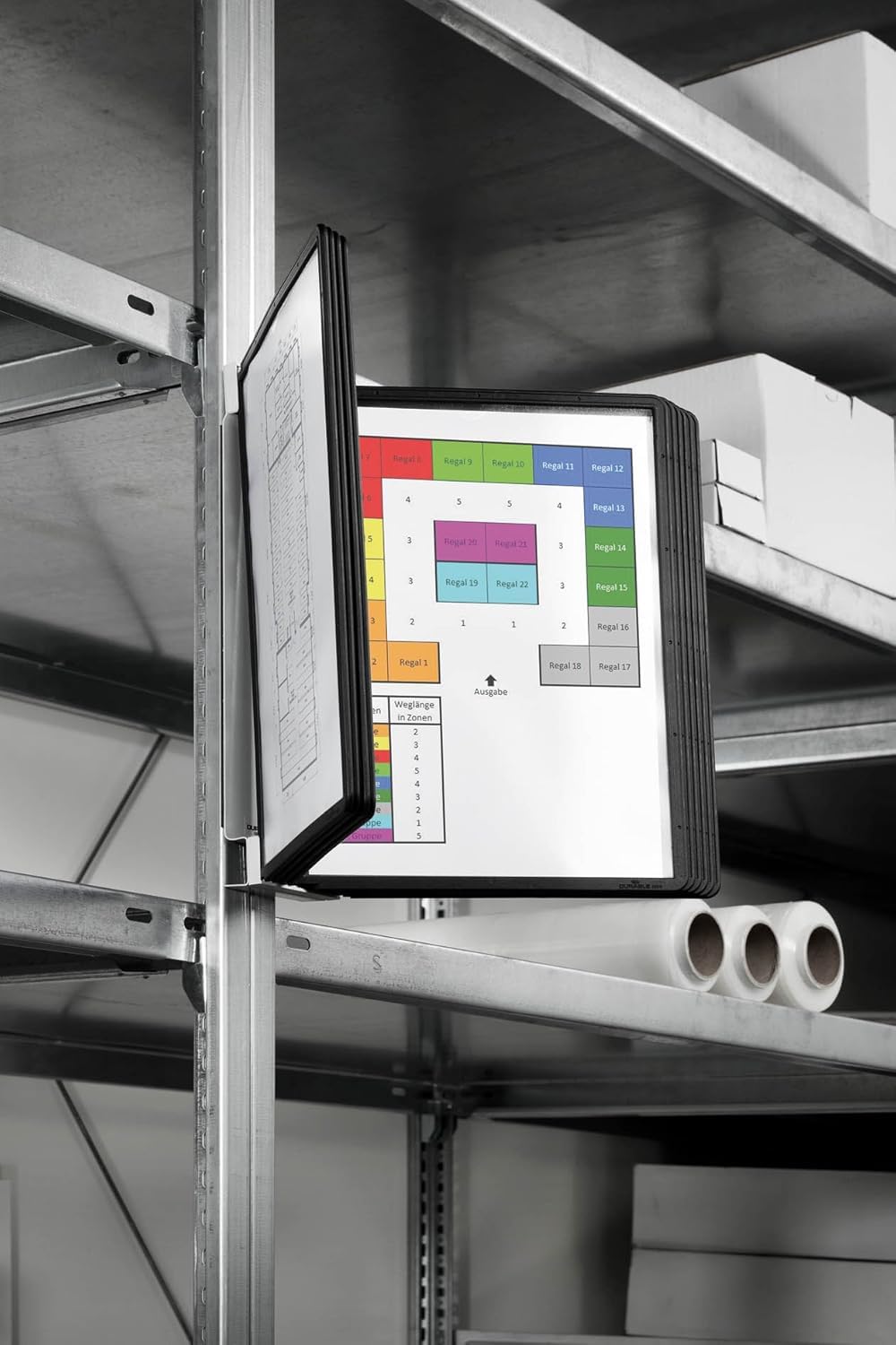DURABLE - Support mural magnétique VARIO MAGNETIC WALL 5 - Pour la présentation de documents A4 - 10 pochettes A4 - 1 pièce - Noir - 591401