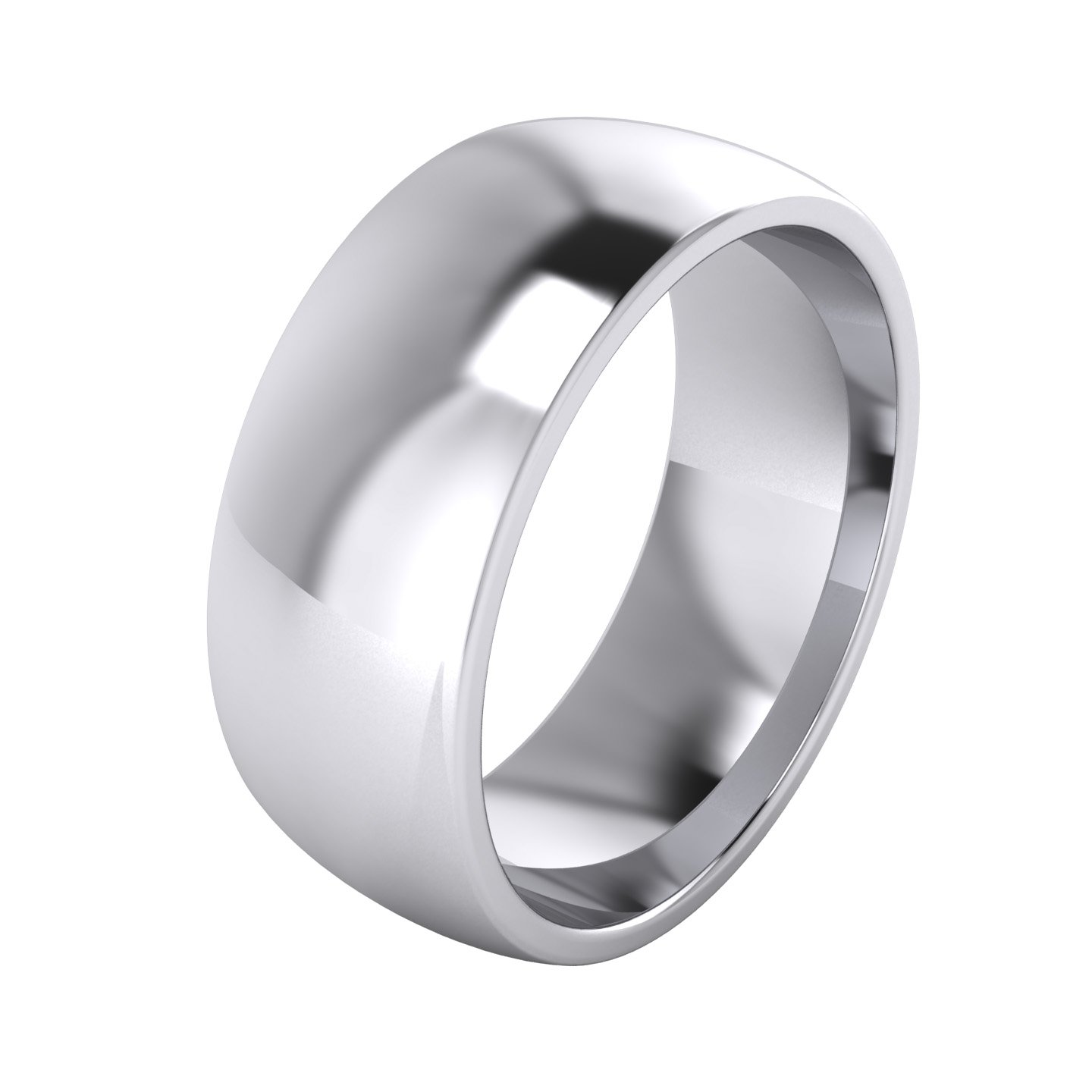 Anillo de boda unisex supergrueso de plata de ley, pulido de contorno ovalado, 8 mm