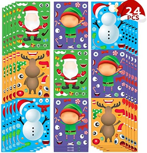 Happy Storm Christmas Stickers for kids Christmas Party Games for Kids Make Your Own Christmas Stickers DIY Christmas Santa Snowman Reinder Face Sticker Xmas Party Favors for Classroom Children Activities