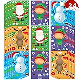 Christmas Stickers for Kids, 24 Sheets Make Your Own Santa Snowman Face Sticker Christmas Crafts for Kids Xmas Activities Games Xmas Party Favors Supplies Gifts Stocking Stuffers
