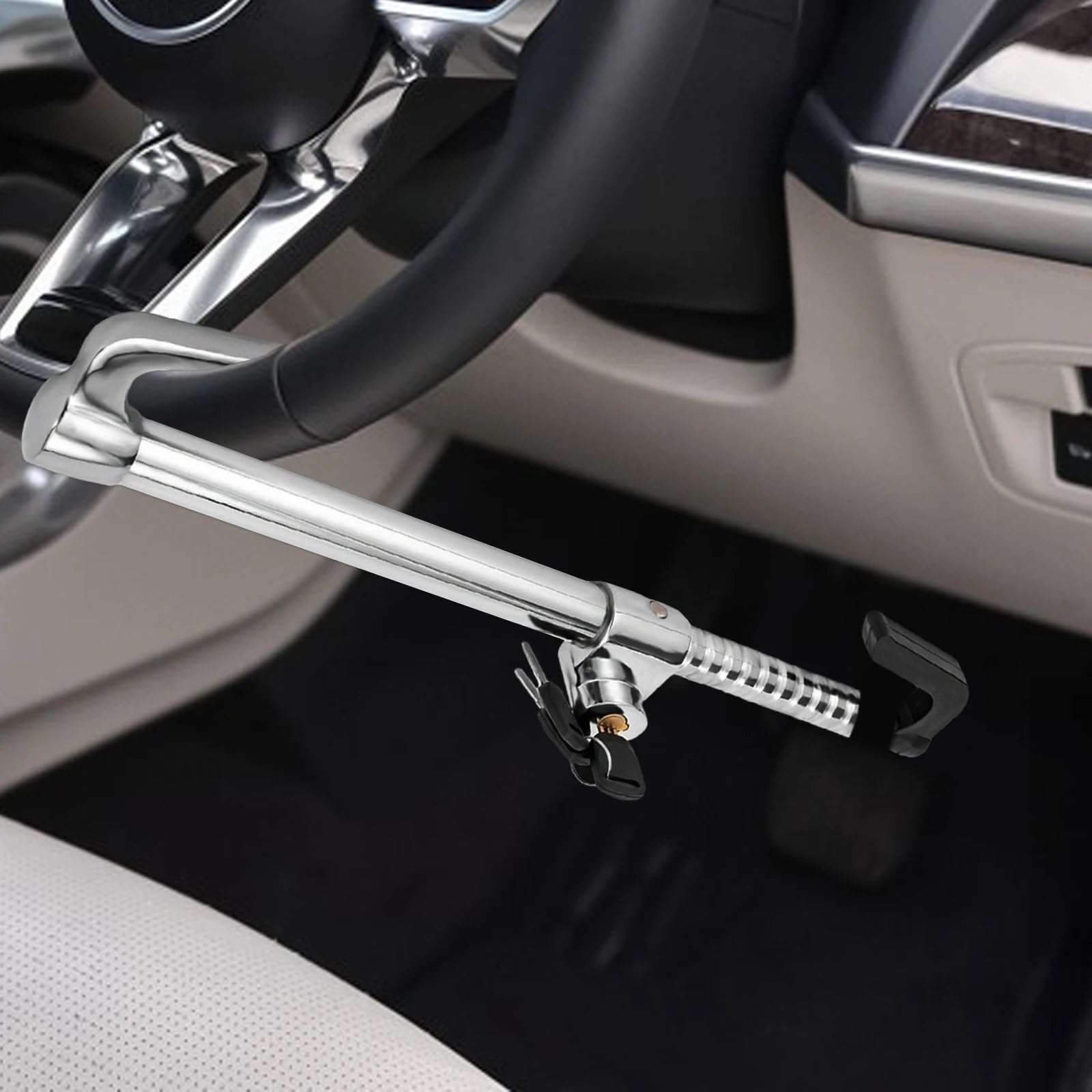 Antirrobo Coche Bloqueo del volante seguridad coche dispositivo antirrobo bloqueo con 3 llaves se adapta a la mayoría de los coches Cerraduras antirrobo para coche