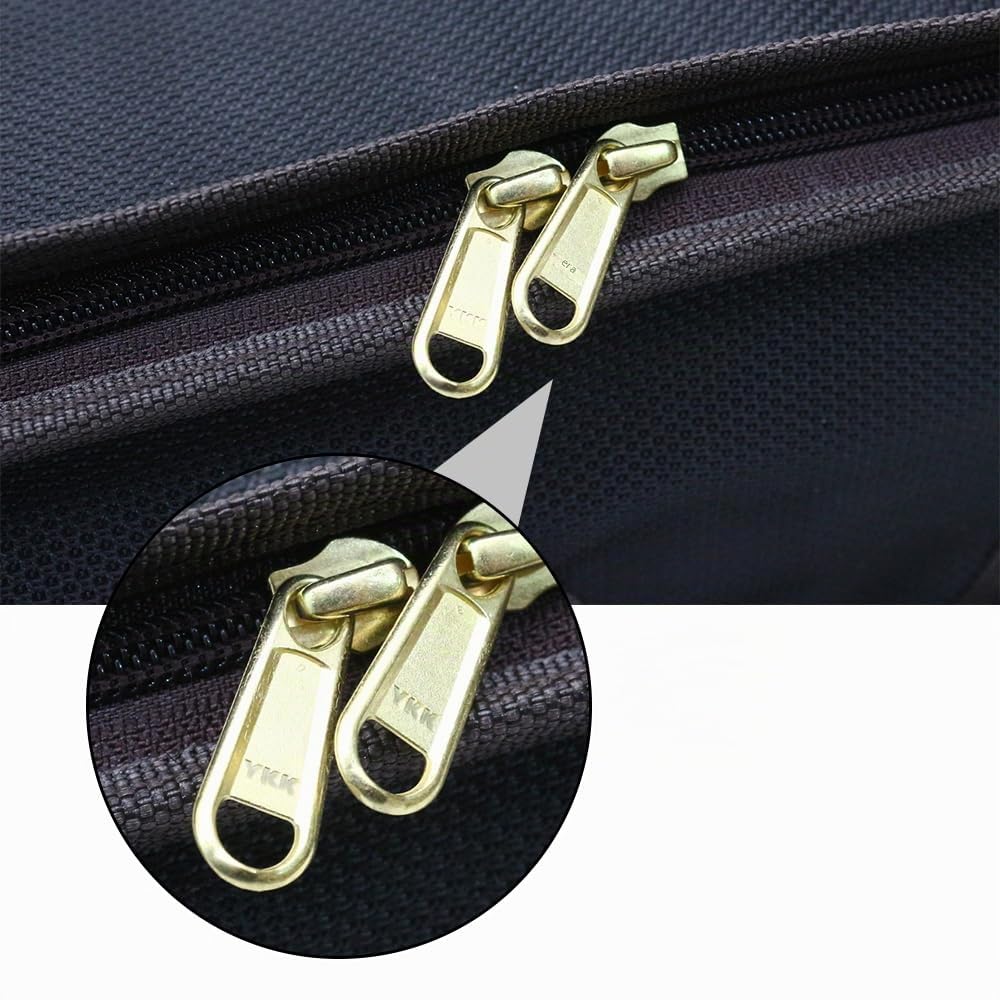 Custodia per violino doppia, in legno, per due violini 4/4, dimensioni standard, in nylon Oxford, interno in seta con cinturino posteriore (interno blu)