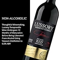 Vista 4 de Lussory Premium Tempranillo Desalcoholizado 0.0% Vino Sin Alcohol Rojo De España, Bajo en Calorías, Orgánico, Vegano (750ml, 1 Botella)