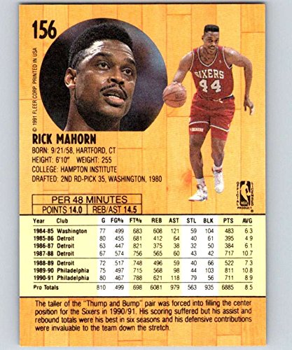 Amazon.com: 1991-92 Fleer Basketball #156 Rick Mahorn Philadelphia