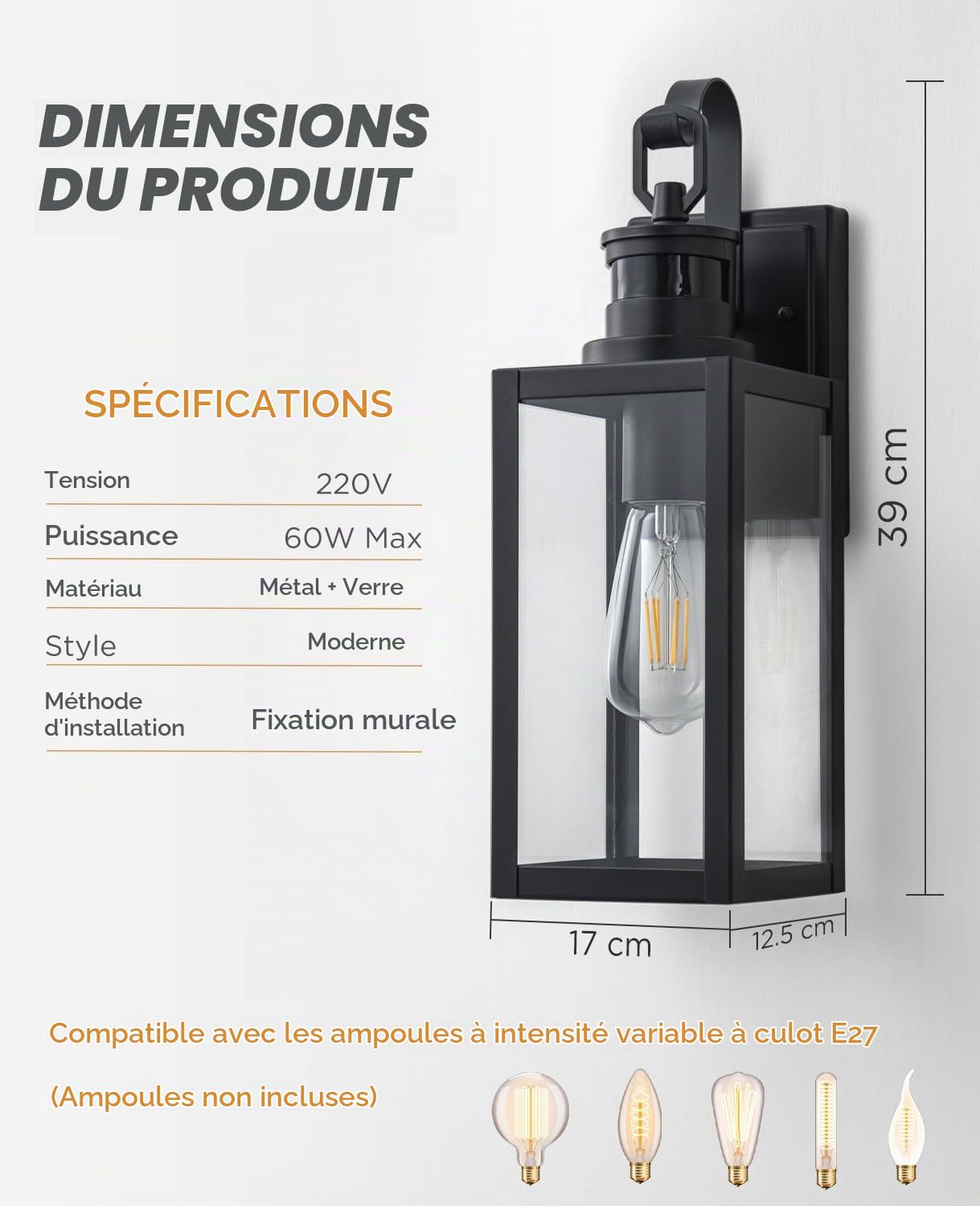 FTL 2 Piece Applique Murale Exterieur avec Détecteur de Mouvement, E27 Lampe Mural Exterieure, PIR Éclairage Lumière d'Extérieur, Porche Lampe Exterieur Murale, IP44 Imperméable