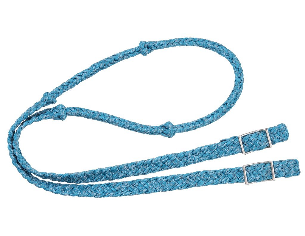 Tough 1 Reflective Cord Knotted Roping Rein Turq