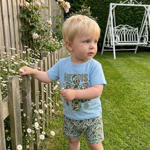 Image of Toddler Boy Easter Outfit Letter Cross Short Sleeve T Shirt Camouflage Shorts Set 2T 3T 4T 5T Summer Outfits