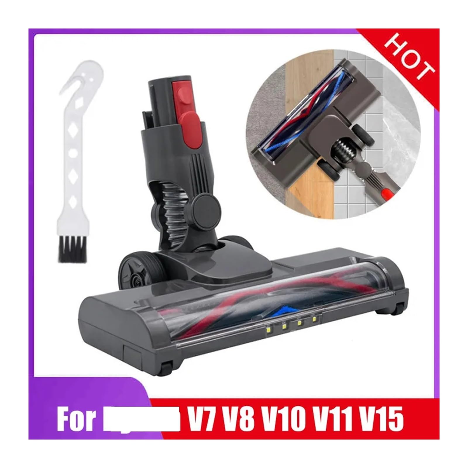 Compatible Con Dyson, V7, V8, V10, V11, V15, Accesorio For Suelo De Madera Dura, Repuesto De Cabezal De Cepillo De Rodillo Suave Con Luz