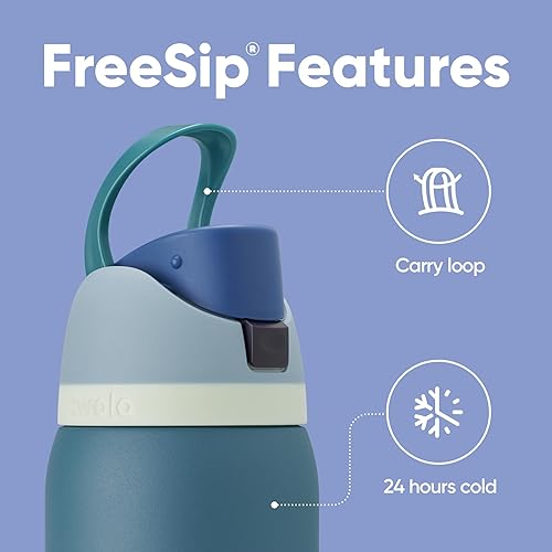 Miniatura 4 de Owala FreeSip - Botella de agua aislada de acero inoxidable con popote, botella de agua deportiva sin BPA, ideal para viajes, 32 onzas, mezclilla