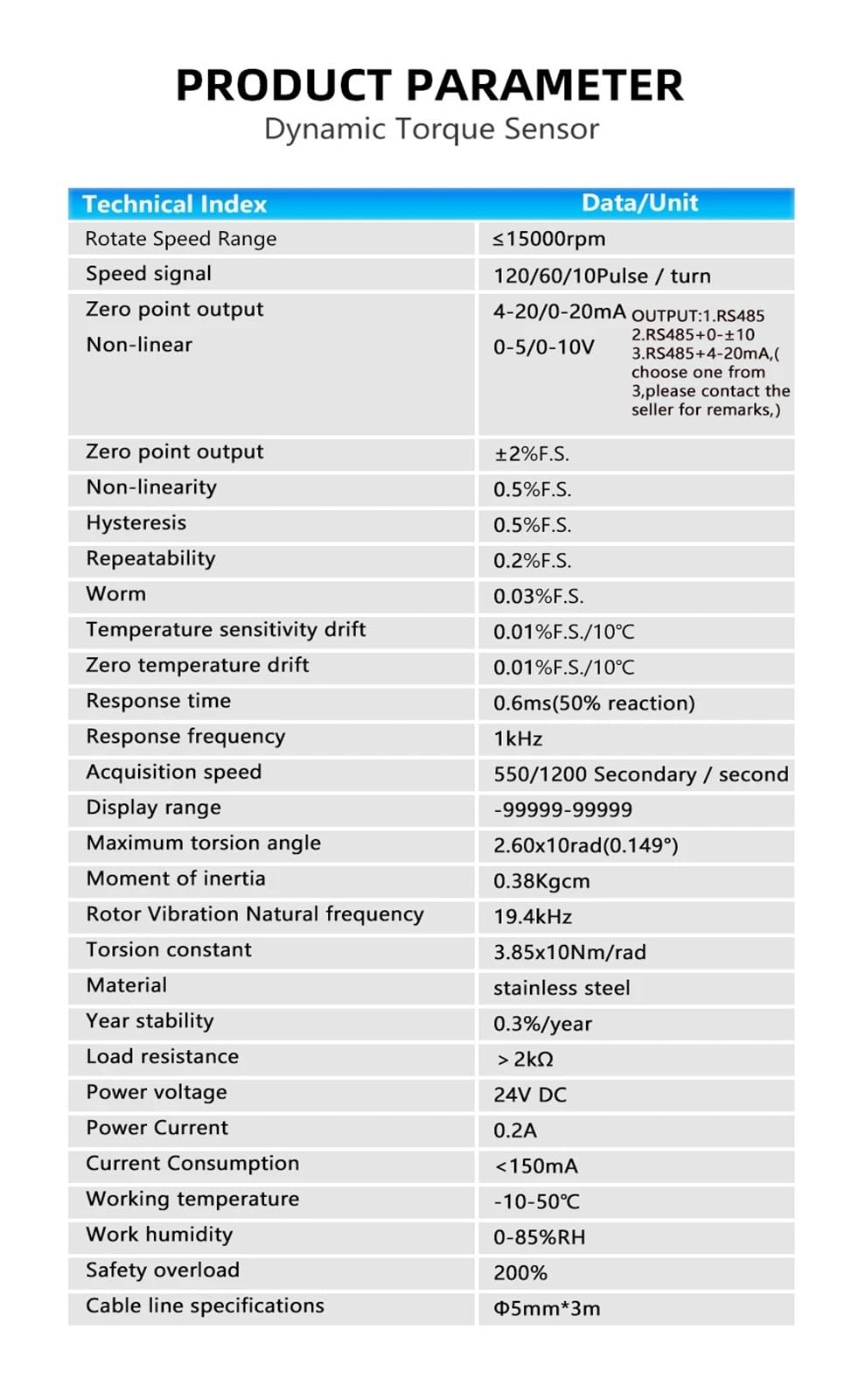 Sensor de par dinámico DYN-200(1000N.M)