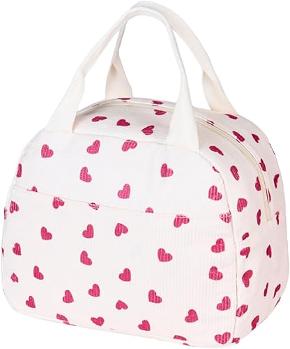 Miniatura 18 de Bolsa de almuerzo para mujeres, hombres y niñas, grandes y lindas bolsas de almuerzo de corduroy - Caja de almuerzo aislada reutilizable para