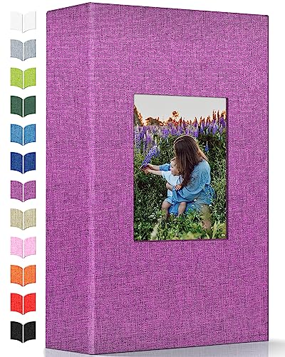 Image of Artfeel Photo Album 4x6 with 300 Pockets,Slip-in Picture Albums,Linen Cover Memory Book with Front Window,White Page Vertical Photo Book for Wedding,Family,Anniversare,Baby,Vacation
