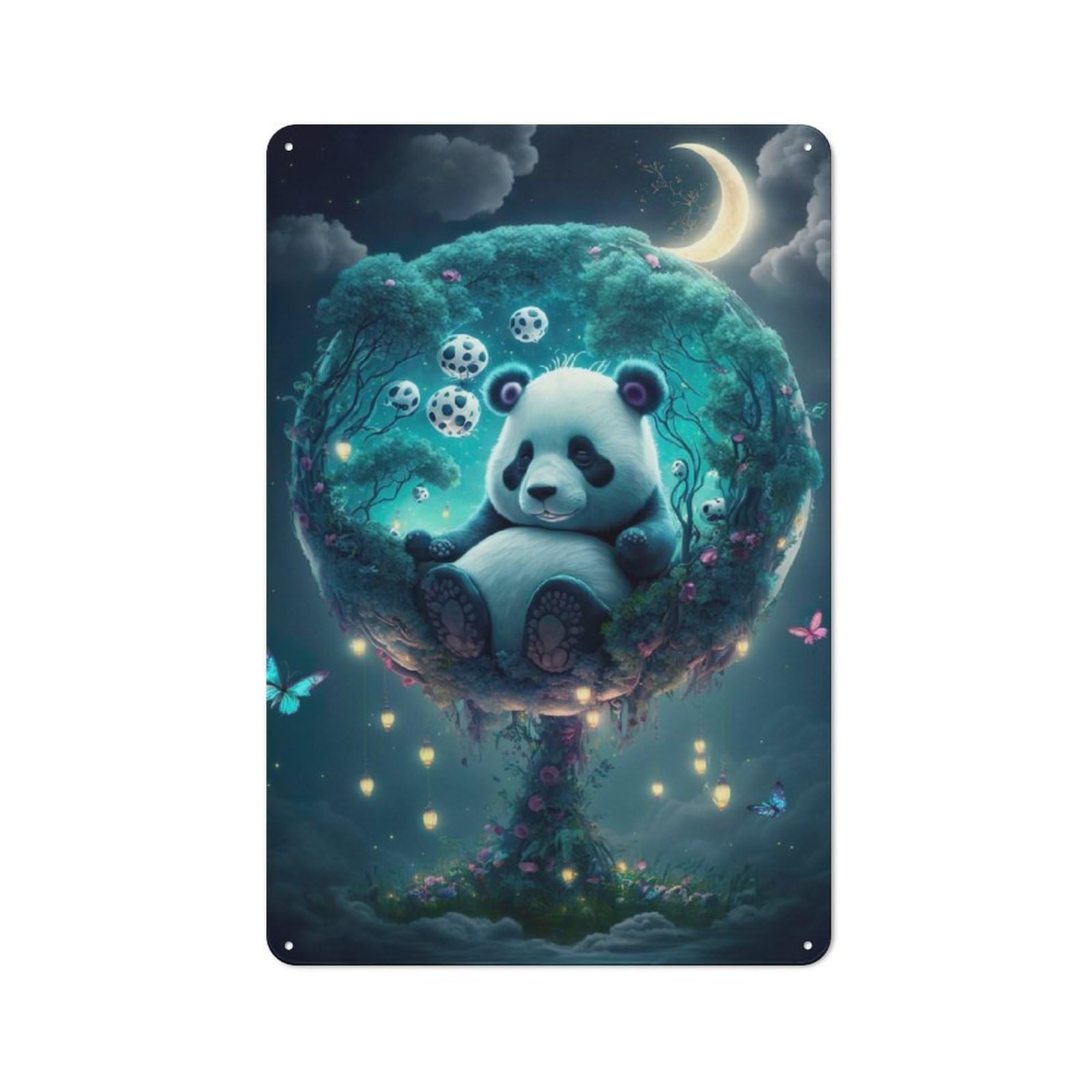 Junmoney Snoozing Panda Kitchen Metal Sign 30X20cm, Country Style Kitchen Wall Decor For Restaurant, Kitchen, Counter Or Breakfast Nook