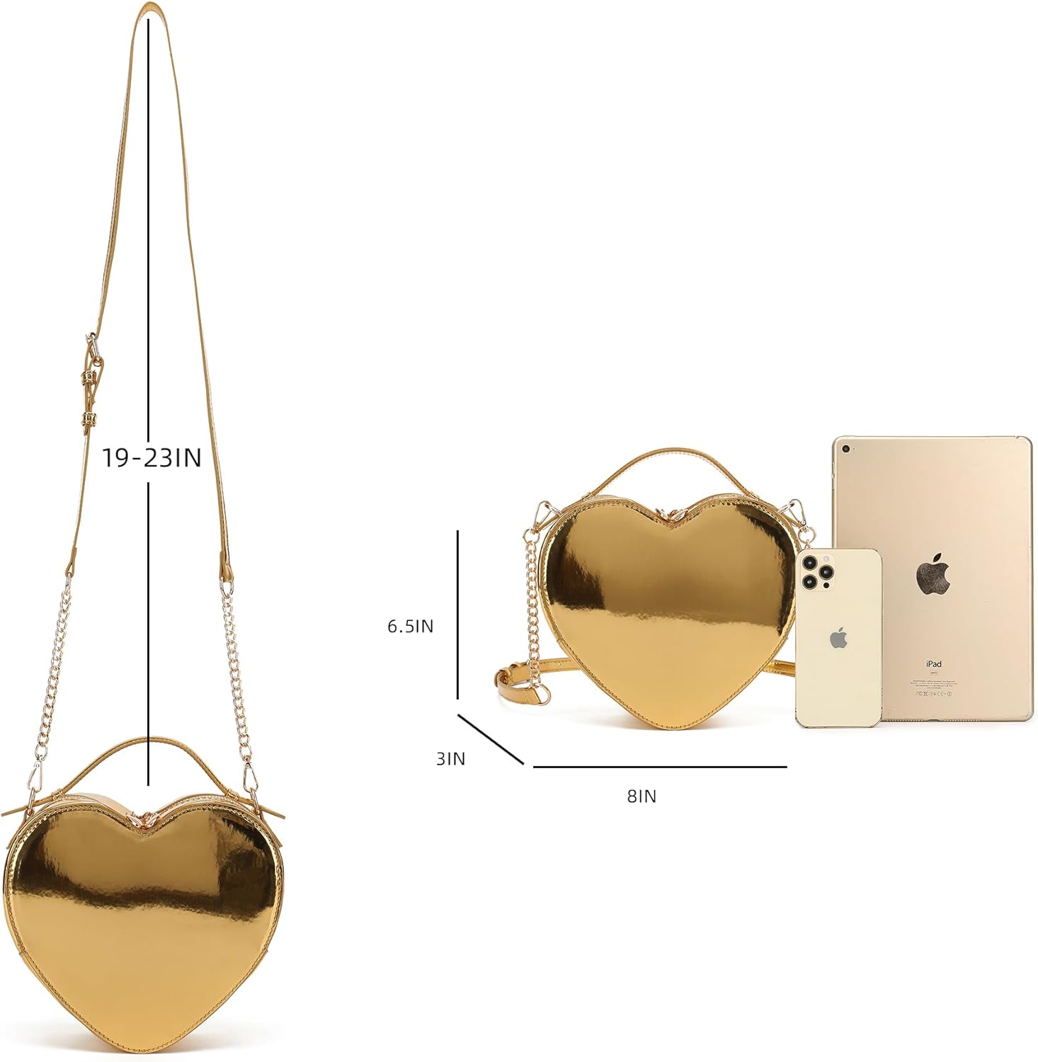 lola mae Heart Shape Crossbody Bag Zip Around Shoulder Handbag - Image 6