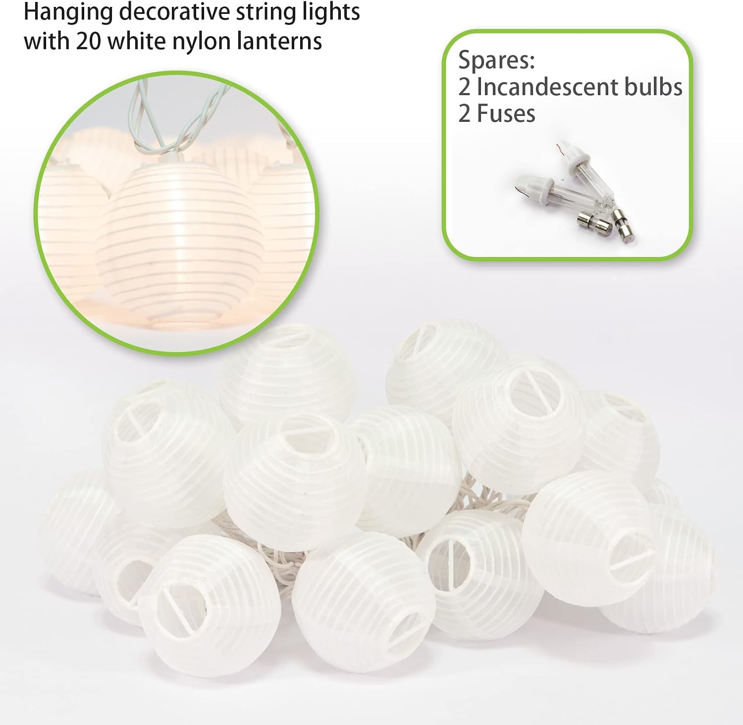Brillarlights Lantern String Lights Plug in,20 Count Mini White Lantern Lights for Bedroom, Decorative String Lights Indoor Outdoor Porch Balcony Decor