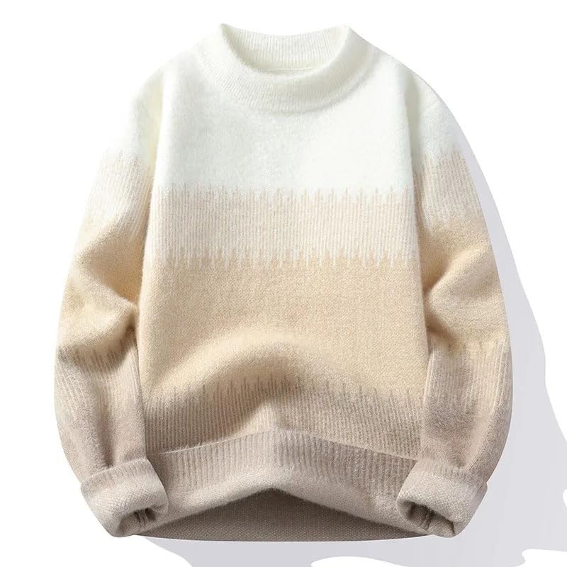Men's Gradient Knitted Sweater, Autumn Winter Warm Pullover, Casual Streetwear Crew Neck Top3
